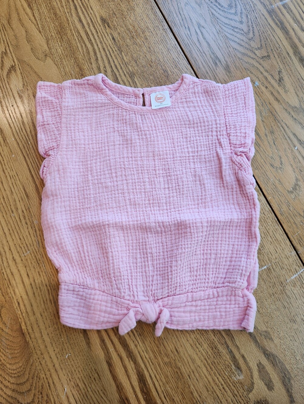 wonder nation Light Pink Muslin Tie-Hem Girl Top